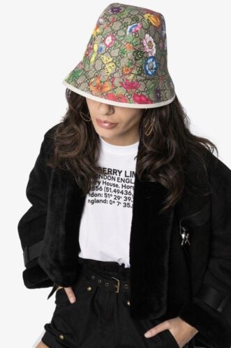 Gucci GG Supreme Monogram Flora Print Fedora White Trim Hat Size M/57 cm - V & G Luxe Boutique
