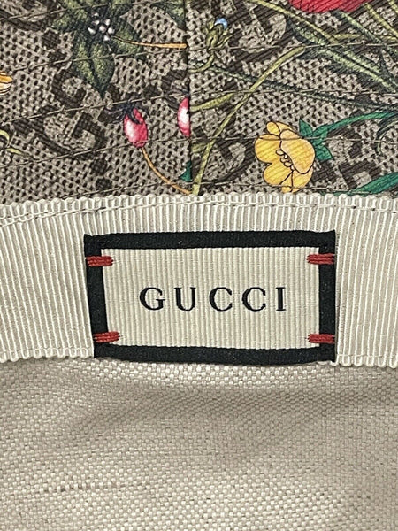 Gucci GG Supreme Monogram Flora Print Fedora White Trim Hat Size M/57 cm - V & G Luxe Boutique