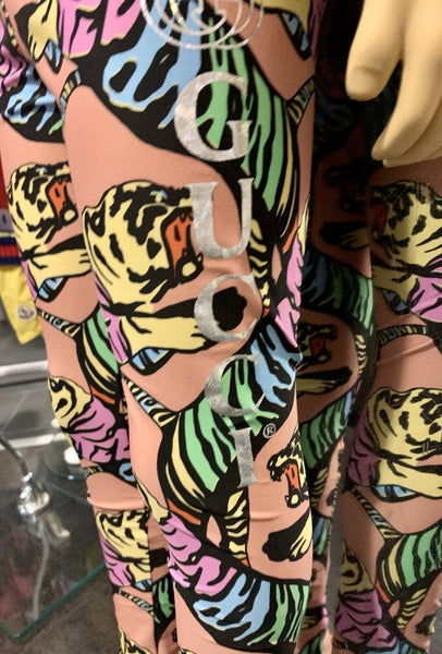 Gucci Girls Silver Logo Multicolour Tiger Leggings Age 8 - V & G Luxe Boutique