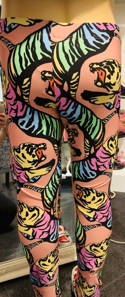 Gucci Girls Silver Logo Multicolour Tiger Leggings Age 8 - V & G Luxe Boutique