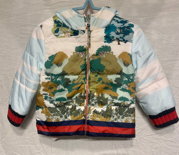 Gucci Kids Boys Reversible Hooded Puffer Web Jacket Coat, 12-18 Months - V & G Luxe Boutique
