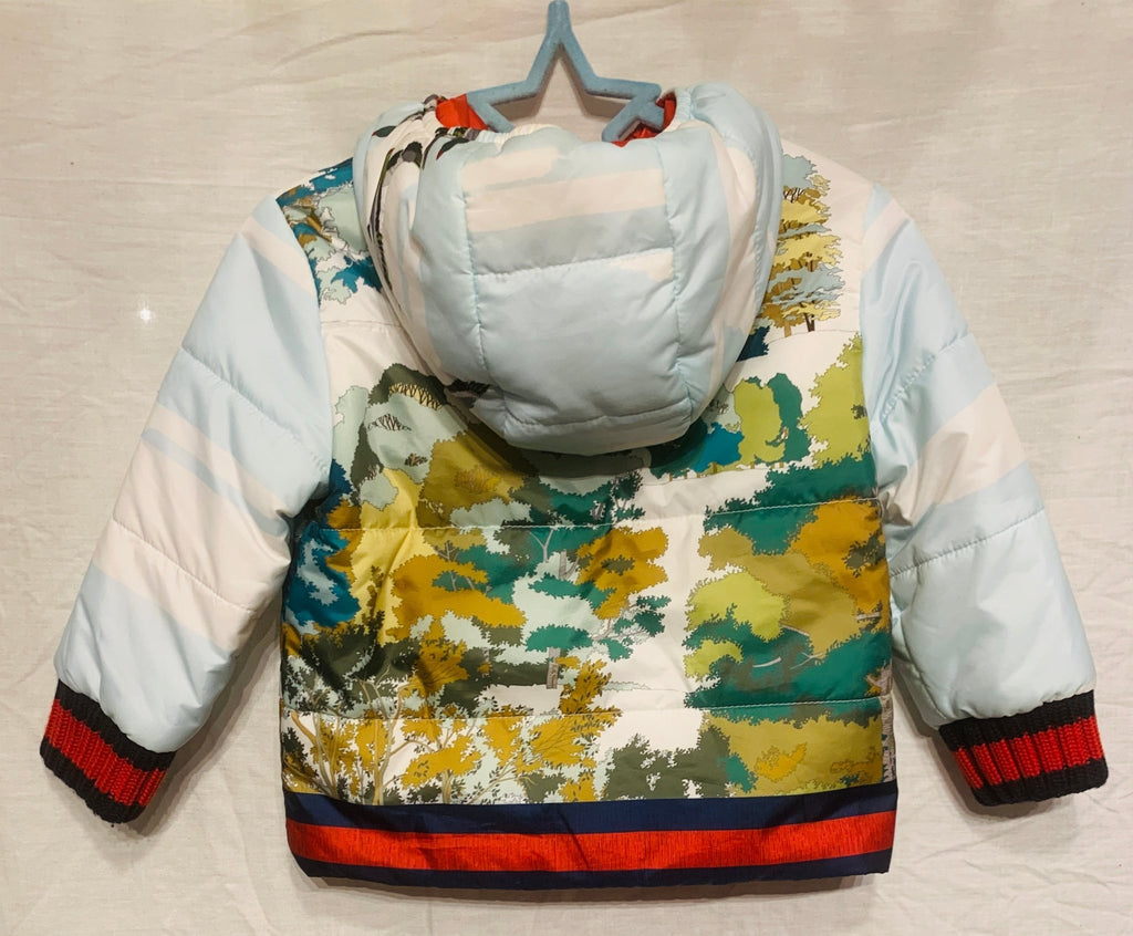 $850 Gucci Kids Lightweight Reversible Puffer Jacket Web Hooded 12-18 Month  NWT