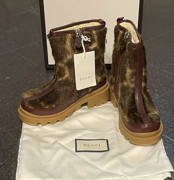 Gucci Kids' Faux Fur Boots In Brown Size EU 32 UK 13 - V & G Luxe Boutique