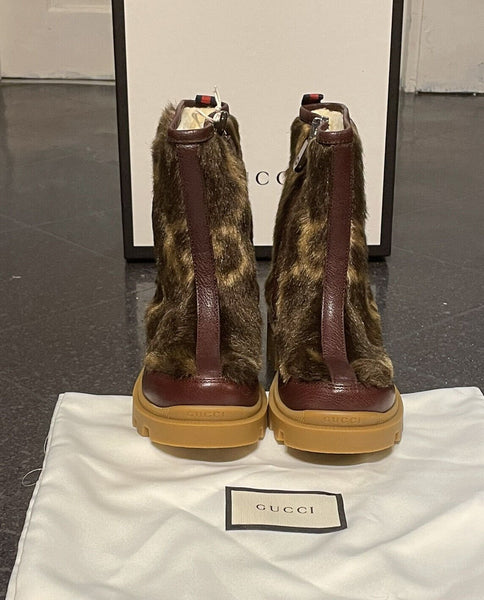 Gucci Kids' Faux Fur Boots In Brown Size EU 32 UK 13 - V & G Luxe Boutique