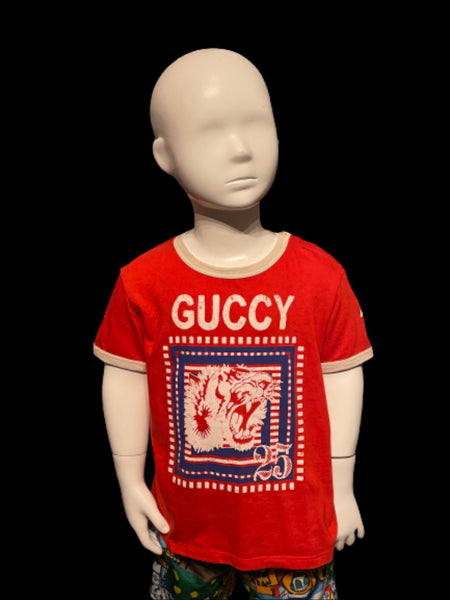 Gucci Kids Red Lion Print/25 Boys T-Shirt Top, Age 3 - V & G Luxe Boutique