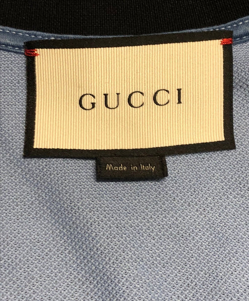 Gucci Light Blue Polo With Blue & Red Web Collar Size Small - V & G Luxe Boutique