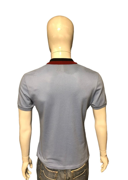 Gucci Light Blue Polo With Blue & Red Web Collar Size Small - V & G Luxe Boutique