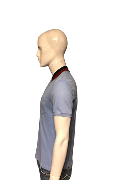 Gucci Light Blue Polo With Blue & Red Web Collar Size Small - V & G Luxe Boutique