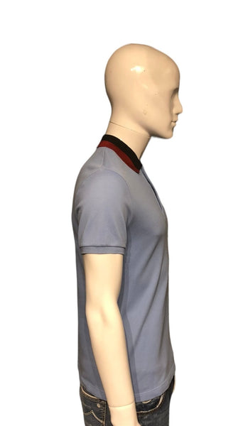 Gucci Light Blue Polo With Blue & Red Web Collar Size Small - V & G Luxe Boutique