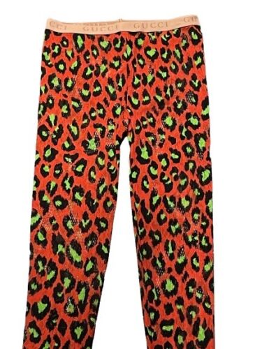 Gucci Neon, Red & Green Leopard Print Tights Size Medium - V & G Luxe Boutique