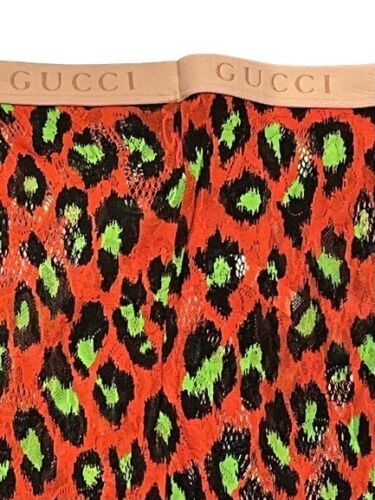 Gucci Neon, Red & Green Leopard Print Tights Size Medium - V & G Luxe Boutique