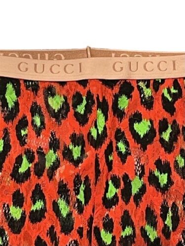Gucci Neon, Red & Green Leopard Print Tights Size Medium - V & G Luxe Boutique