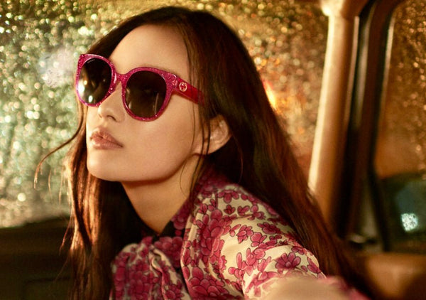 Gucci Pink Ladies Glittered Sunglasses - V & G Luxe Boutique