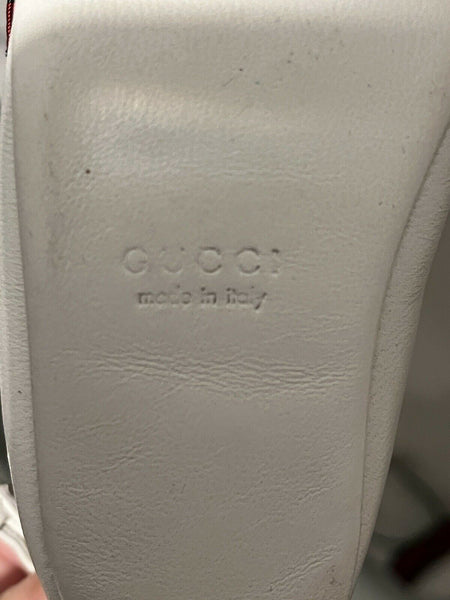 Gucci Pram Baby Girls White Leather Web Ballet Shoes EU 16 UK 0.5 - V & G Luxe Boutique