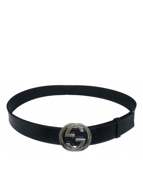 Gucci Unisex GG Black Leather Belt Size 36/38 - V & G Luxe Boutique