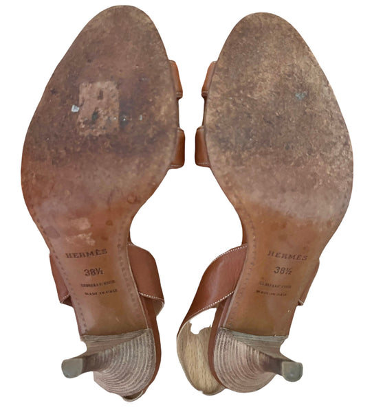 Hermes Tan Slingback Heels - V & G Luxe Boutique