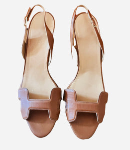 Hermes Tan Slingback Heels - V & G Luxe Boutique