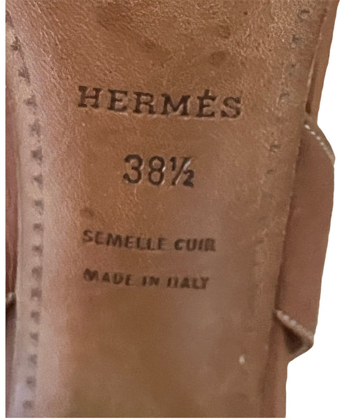 Hermes Tan Slingback Heels - V & G Luxe Boutique