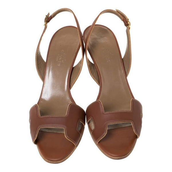 Hermes Tan Slingback Heels - V & G Luxe Boutique