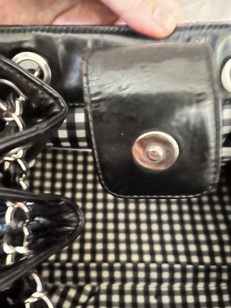 Chanel Black Vinyl Small Lipstick Ligne Accordion Bag