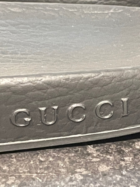Gucci Sylvie Satin Web Bow Slides Sandals