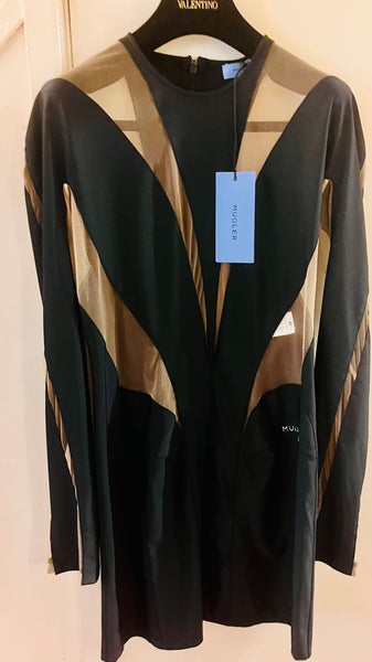 Thierry Mugler Black Spiral Panelled Dress
