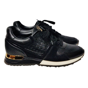 Louis Vuitton Black Leather & Gold Unisex Run Away Sneakers / Trainers – V  & G Luxe Boutique
