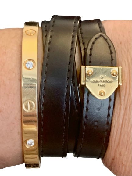 Louis Vuitton Black Leather Triple Bracelet, Small / Medium - V & G Luxe Boutique