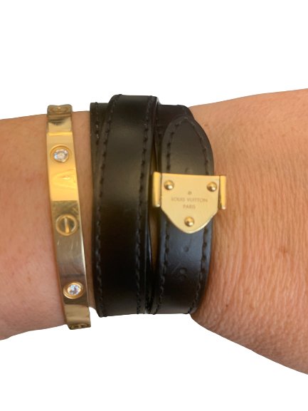 Louis Vuitton Black Leather Triple Bracelet, Small / Medium - V & G Luxe Boutique