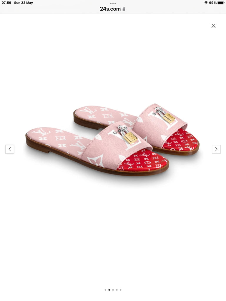 Louis Vuitton Pink Lock it Monogram Sandals – V & G Luxe Boutique