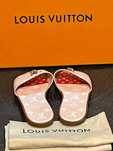 Louis Vuitton Pink Lock it Monogram Sandals - V & G Luxe Boutique