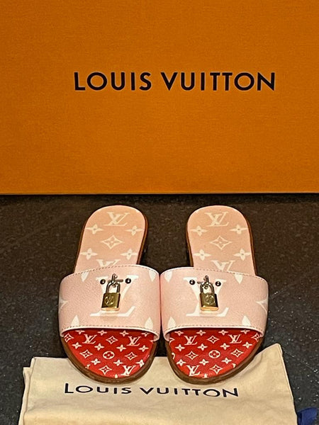 Louis Vuitton Pink Lock it Monogram Sandals - V & G Luxe Boutique