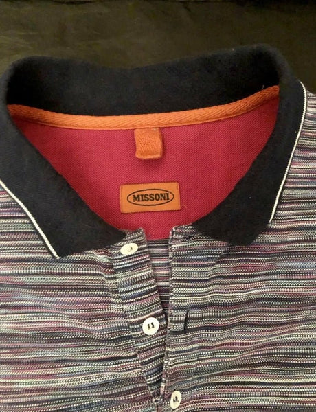 Missoni Men’s Multicoloured Polo Shirt Top, Size Large - V & G Luxe Boutique
