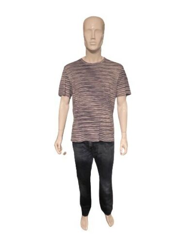 Missoni Orange Label Mens T-shirt Top Classic Blue Print Coloured Size Large - V & G Luxe Boutique