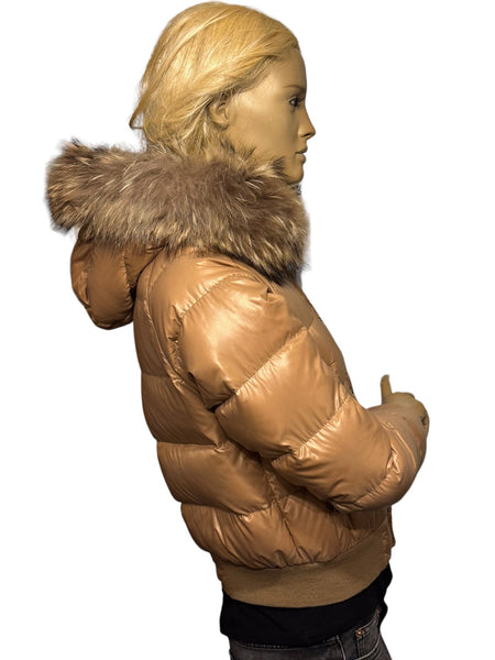 Moncler Alpes Beige Down Hooded Jacket - V & G Luxe Boutique