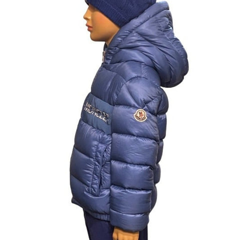 Moncler Boys Blue Aiton Hooded Coat Jacket, Age 8 - V & G Luxe Boutique