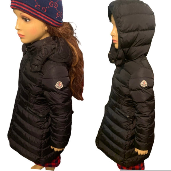 Moncler Girls' Black Charpal Full Length Hooded Coat, Age 6 - V & G Luxe Boutique