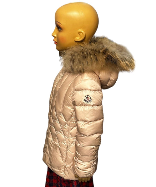 Moncler Girl's Pale Pink Down Fur Jacket - V & G Luxe Boutique
