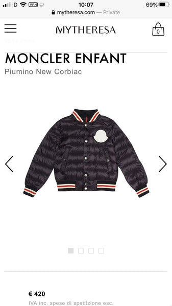 Moncler Kids Boys White Corbiac Padded Bomber Jacket Coat, Age 10 - V & G Luxe Boutique