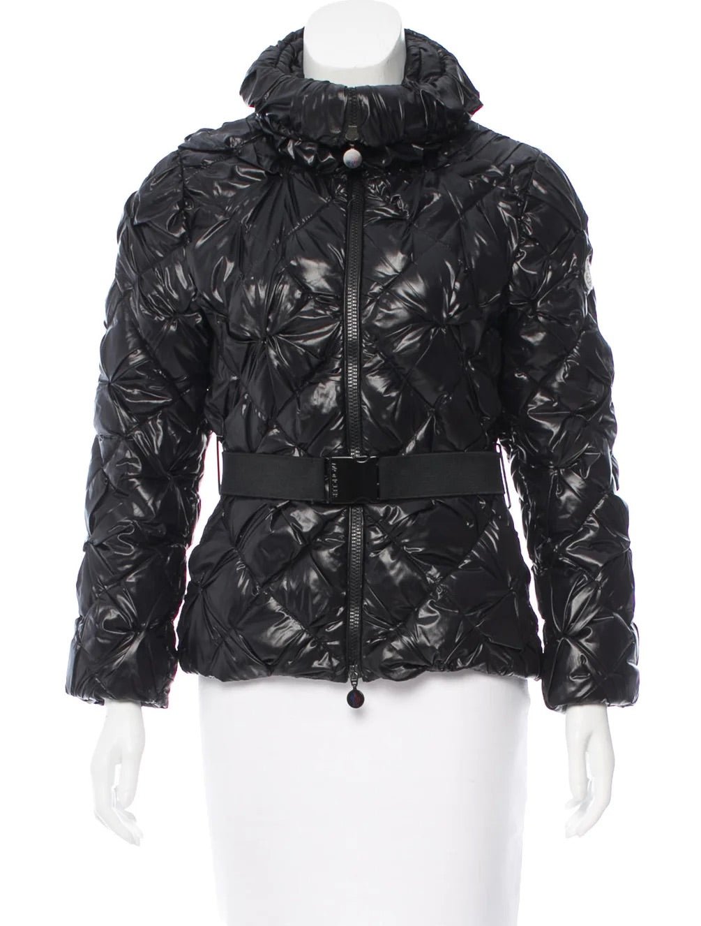 Moncler Women s Black Quilted Athens Belted Coat Size 8 10 V G Luxe Boutique