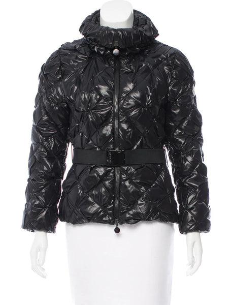 Moncler Women's Black Quilted Athens Belted Coat, Size 8-10 - V & G Luxe Boutique