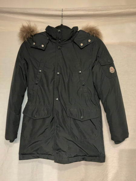 Moncler Yann Green Fur Hooded Parka Down Jacket Current Season, Age 10 / Adult Small - V & G Luxe Boutique