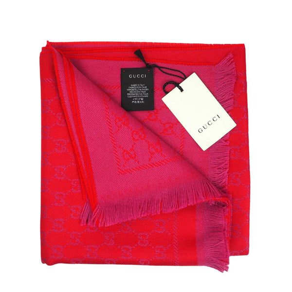 New Gucci Red & Pink GG Logo Supreme Scarf, New In Box With Tags - V & G Luxe Boutique