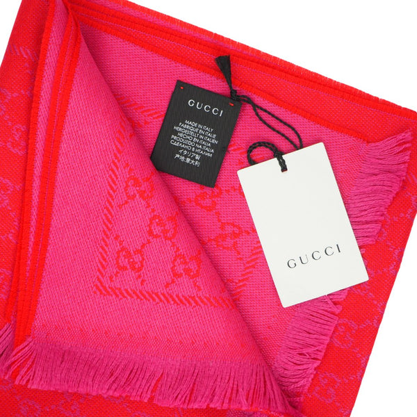 New Gucci Red & Pink GG Logo Supreme Scarf, New In Box With Tags - V & G Luxe Boutique