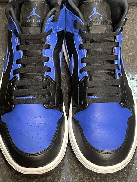 Nike Air Jordan 1 Mid Black & "Hyper Royal" Blue Size UK 8.5 - V & G Luxe Boutique