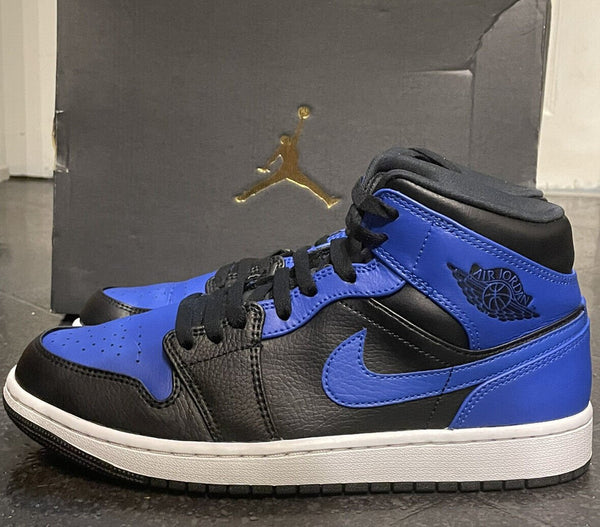 Nike Air Jordan 1 Mid Black & "Hyper Royal" Blue Size UK 8.5 - V & G Luxe Boutique