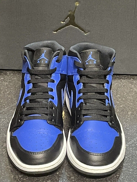 Nike Air Jordan 1 Mid Black & "Hyper Royal" Blue Size UK 8.5 - V & G Luxe Boutique