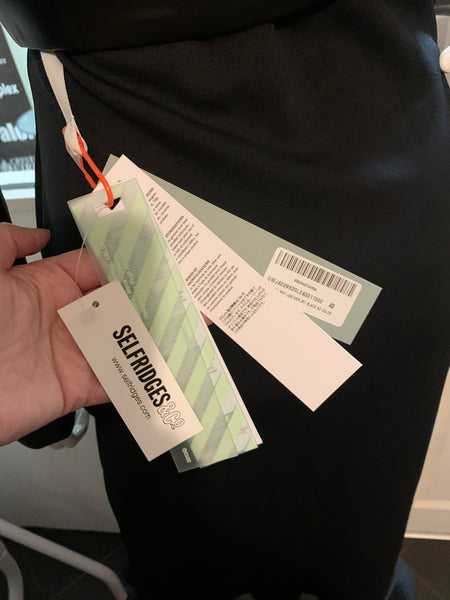 Off White C/O Virgil Abloh Brand New Cut Out Black Leather Jacket, Size 8/10 - V & G Luxe Boutique