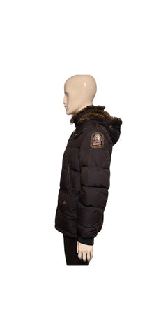 Parajumpers Mens Down Coat Size XL Navy Blue Removable Hooded Fur Jacket - V & G Luxe Boutique