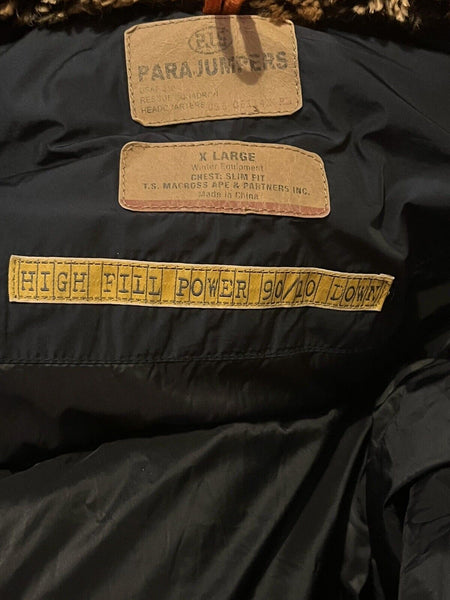Parajumpers Mens Down Coat Size XL Navy Blue Removable Hooded Fur Jacket - V & G Luxe Boutique